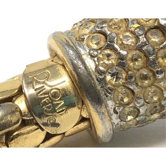 Signed Joan Rivers Gold Tone Weave Bangle Bracelet - Size 6.5 - Picture 5 of 5